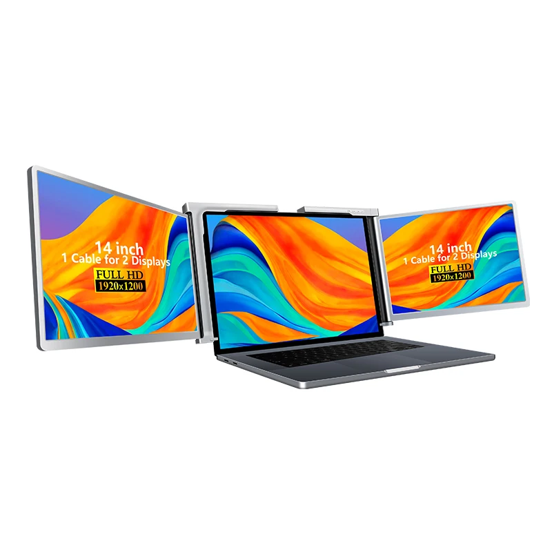 

Распределитель, двойной монитор для ноутбука, 14 дюймов, IPS-панель, 1200 P, 1, кабельное соединение, регулируемая складная подставка, легко носить с собой