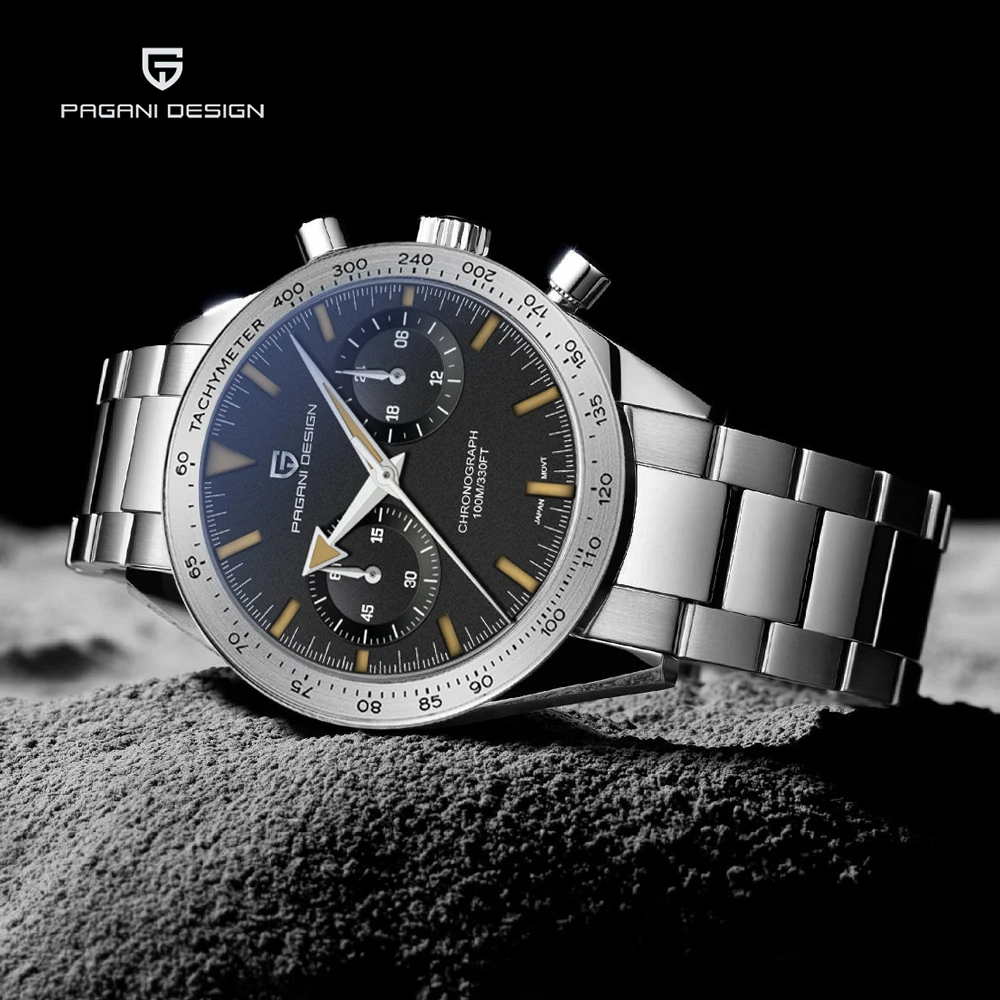 Pagani design retro Moon men's quartz watch 2026 new men's sports chronograph top Ar Sapphire stainless steel clock Reloj Hombre