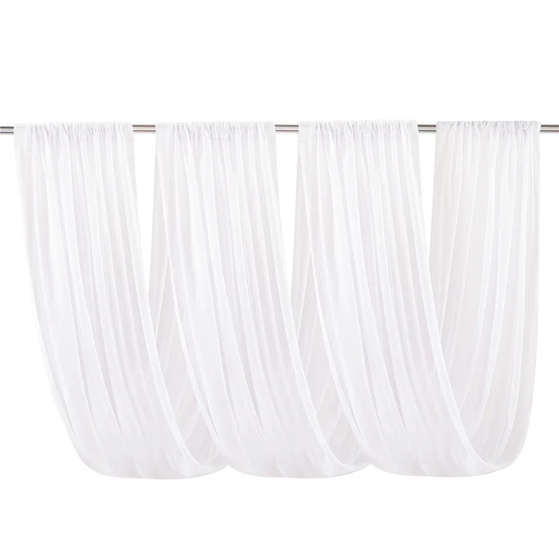 

10pcWedding Tulle Curtain Black Fabric White Gauze Ceiling Drapes Arch Draping Valentine's Day Decor Party Ceremony Stage Supply