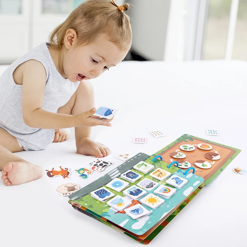 Children early education quiet paste book sense cognition match puzzle Montessori baby stickers busy books Animal toy for Kids