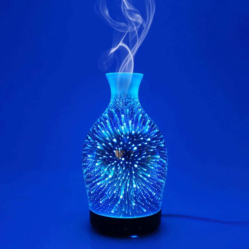 100ml Aroma Diffuser with Colorful Decorative Night Light, Made of Glass with LED Lights, Aromatherapy Essential Oil Humidifier