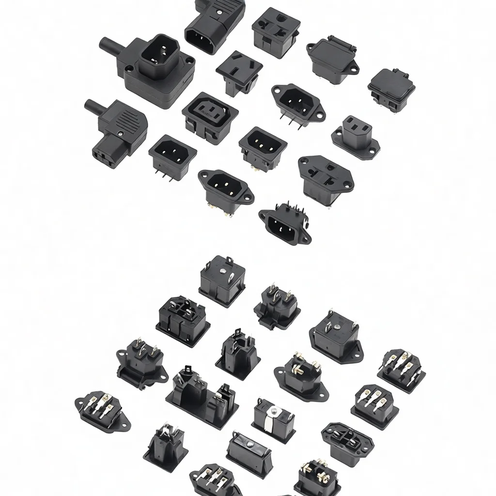 Embedded Panel Mount Socket IEC Power Interface With Illuminated Switch Pure Copper Conductor Electrical System Hardware