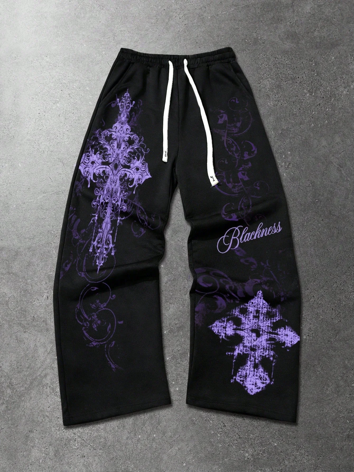 2026 Trendige Gothic Punk Vintage Streetwear Unisex Cross Straight Lange Hosen Lässige Weite Jogginghosen Loose Hip Hop Unisex – Detail 6