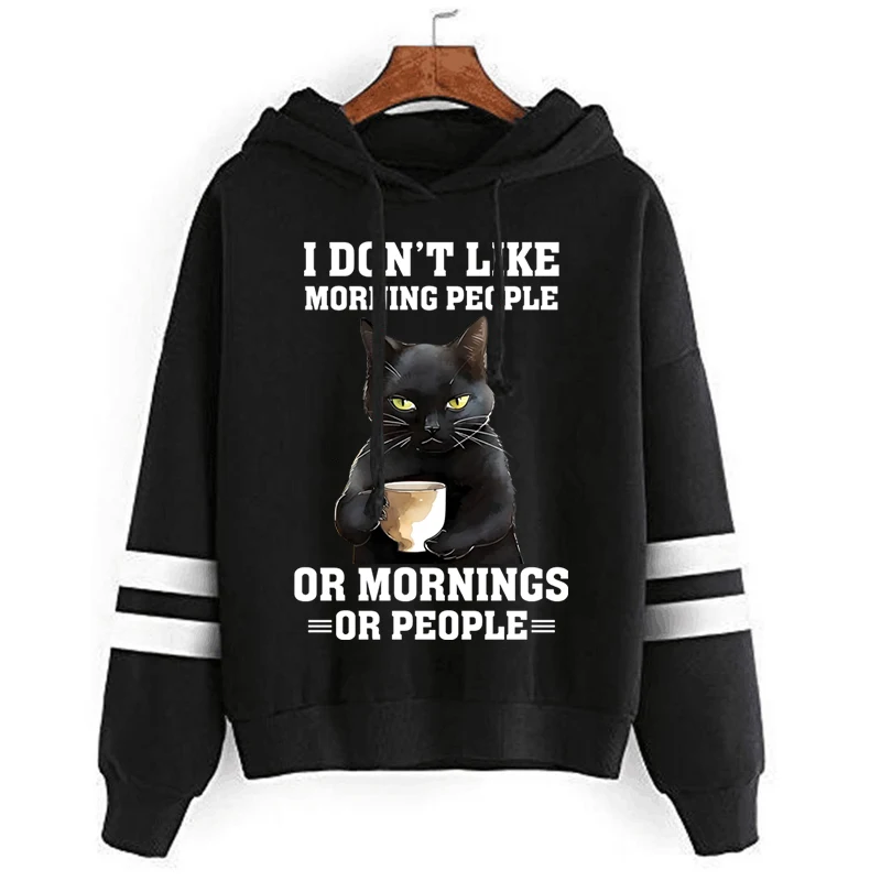 

Funny Cat Graphic Hoodies I Don’t Like Morning People Long Sleeve Autumn Women Sportswear Versatile Tracksuit Funny Sweaters Top