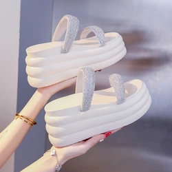 8.5CM Summer Women Slippers Flip-Flops Ladies Beach Bling Shoes Wedge Heels Shoes Woman High Platform Slippers Outside Sandals