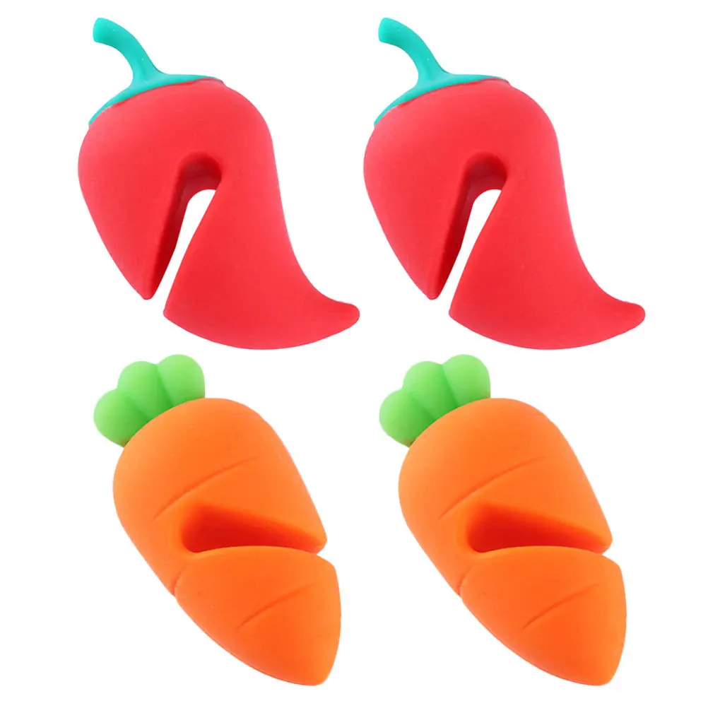 4pcs Silicone Lid Lifter For Pot Spill Proof Overflow Preventer Heat Resistant Kitchen Gadget Carrot Chili Shape Pot Cover
