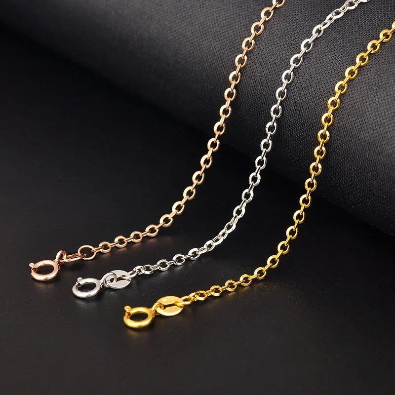 18k Gold Bracelet Women Girls White Yellow Rose Anklet Simple Gift Genuine Real Solid Pure Fine Bagles Party Classic 2025 Hot