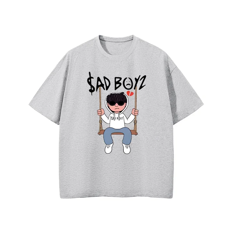 SAD BOYZ Letter Printed T Shirt Men Harajuku Trend Street Style T-shirt Summer T Shirt Graphic Top Tees Men's Clothing