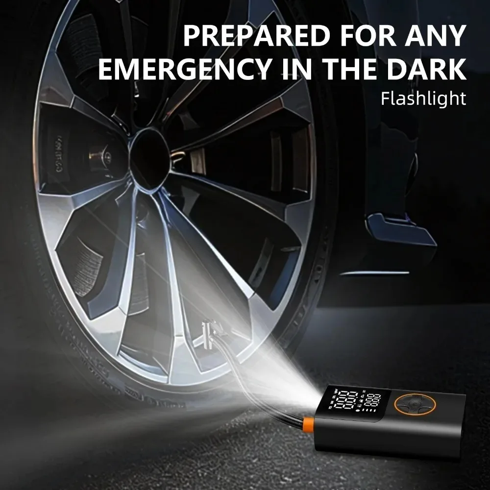 YINGBOOST Mini Bike Tire Pump 150 PSI Tire Inflator Air Compressor Cordless , Air Pump for Car with Pressure Gauge, LED Light view 5