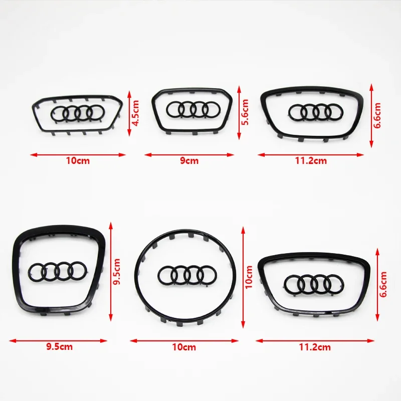 For Audi A3 A4 B8 8P B9 8V A5 A6 C7 A7 Q3 Q5 Q7 Automobile Steering Wheel Logo Bright Frame Strip Electroplated Car Logo Sticker