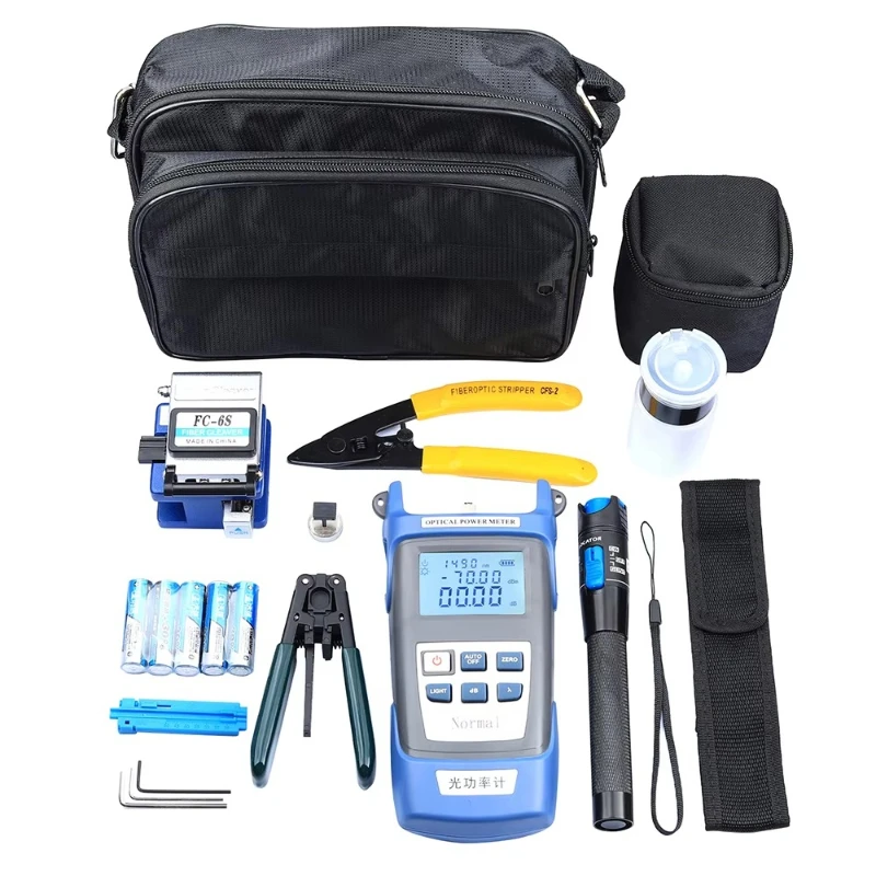 Fiber Optic Kit with Meat Cutter Optical Power Meter Finder Visual Fault Locator Optical Clamp