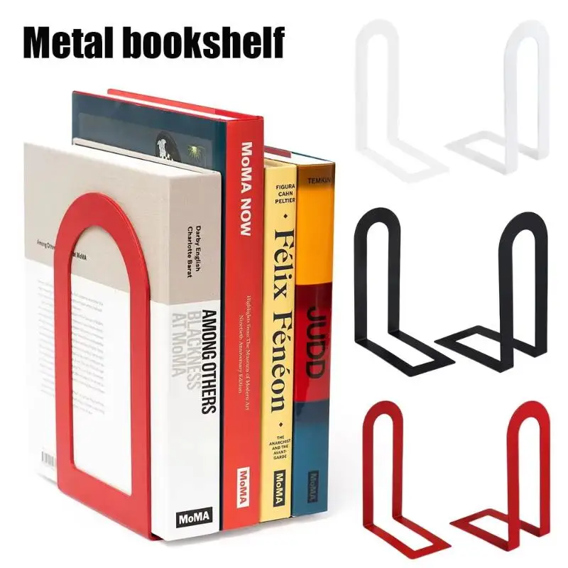 Practical 1 Pair L-shaped Iron Bookends Adjustable Width for Versatile Placement