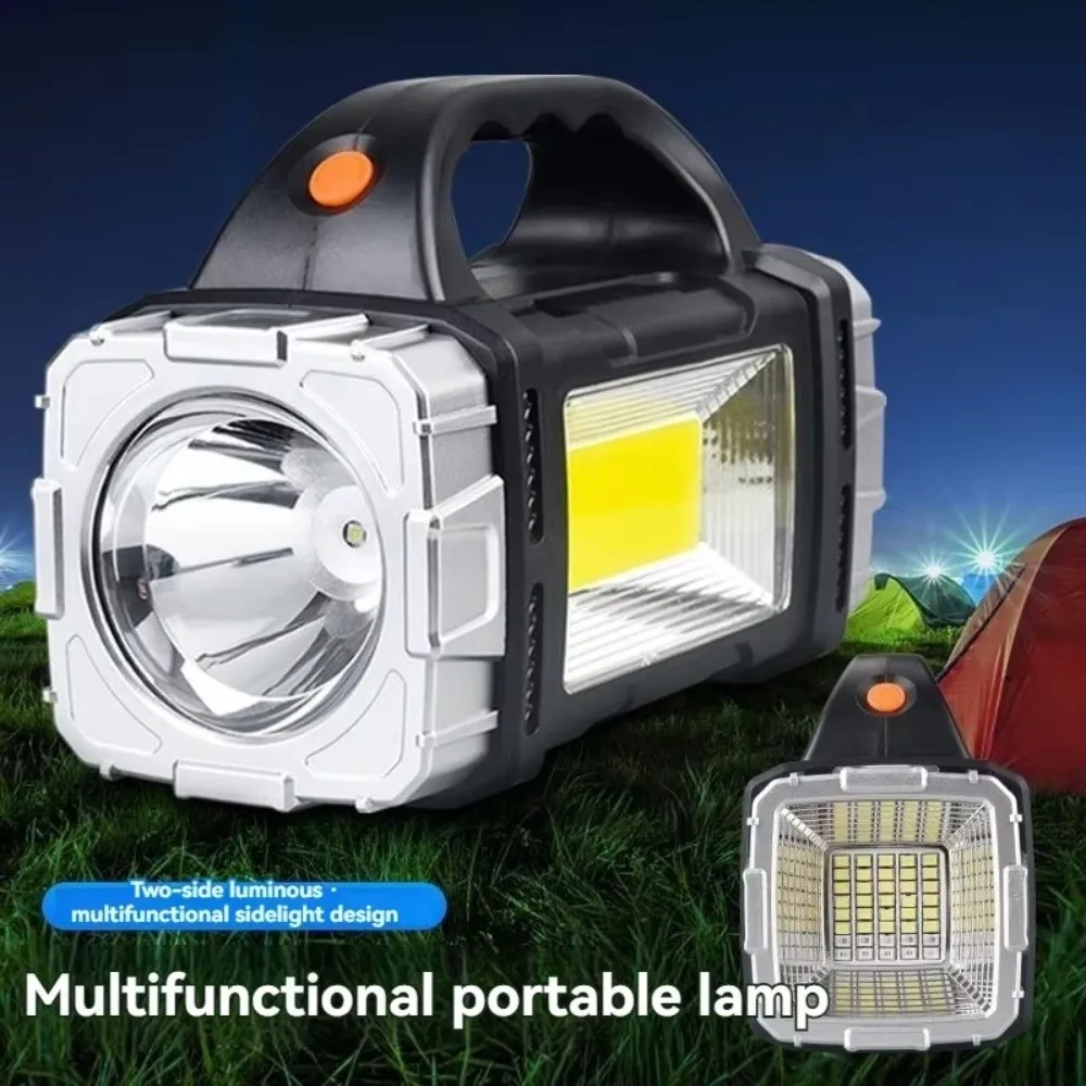 Waterproof Camping Flashlight Solar Charging LED Handheld Spotlight Multifunctional Plastic Portable Mine Light Wilderness
