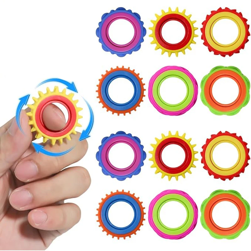 6Pcs Rotating Fidget Roller Set Sensory Finger Spinners Stress Relief Toys Anxiety ADHD Decompression Rings for Kids Adults Gift
