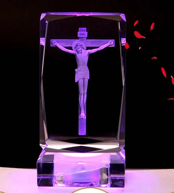 traveling Safety Christianity Catholicism Religious efficacious pray Safety Healthy Talisman 3D Crystal Jesus Christ The CROSS