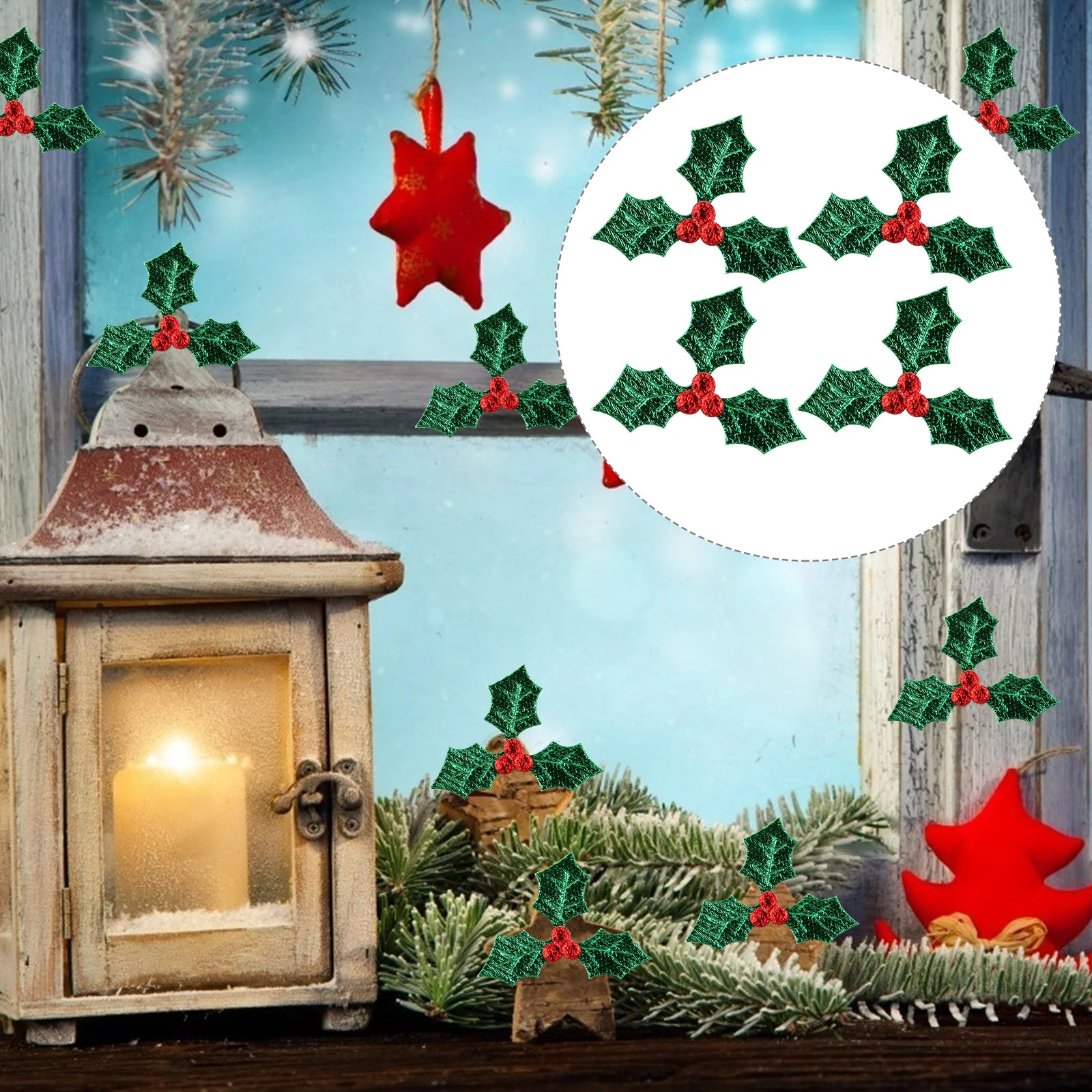 

100 Pcs Christmas Headdress Artificial Holly Berry Stems Decorative Faux Plants Ornaments DIY Costume Supplies Home Decor