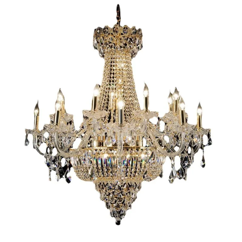 

European style, living room, chandelier, crystal, modern, simple, light luxury bedroom