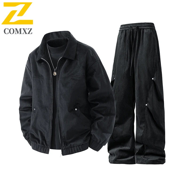 

Новинка 2023 года, мужской костюм для отдыха, модный ретро винтажный свободный пиджак с лацканами, парная рабочая одежда, комплект широких брюк для подростков