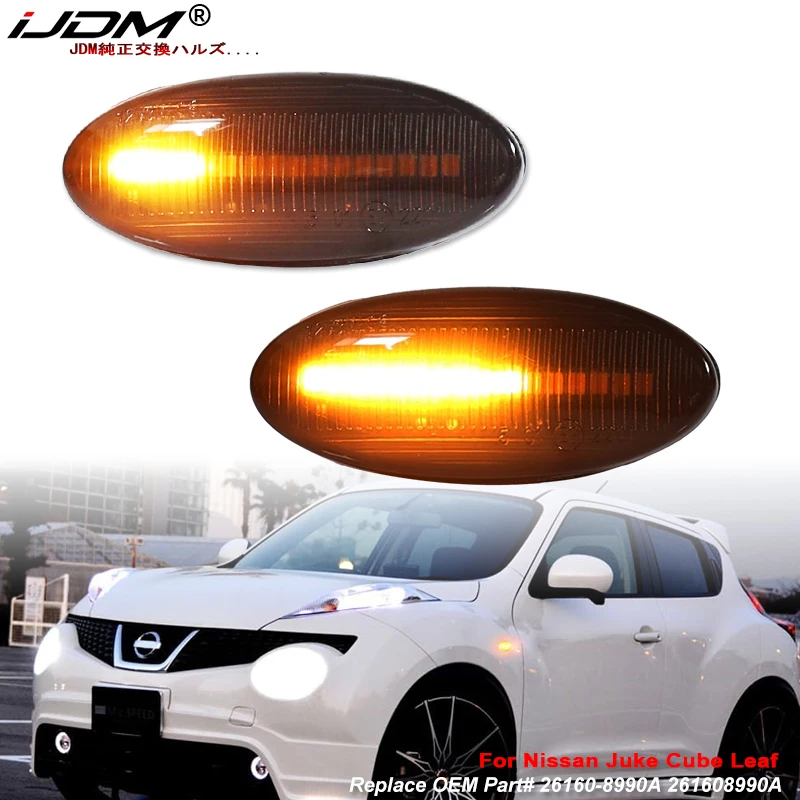 iJDM Side Marker Light for Nissan X-trail Qashqai J10 Cube Juke Leaf Micra Micra K13 Note E11 Dynamic Turn Signal Light