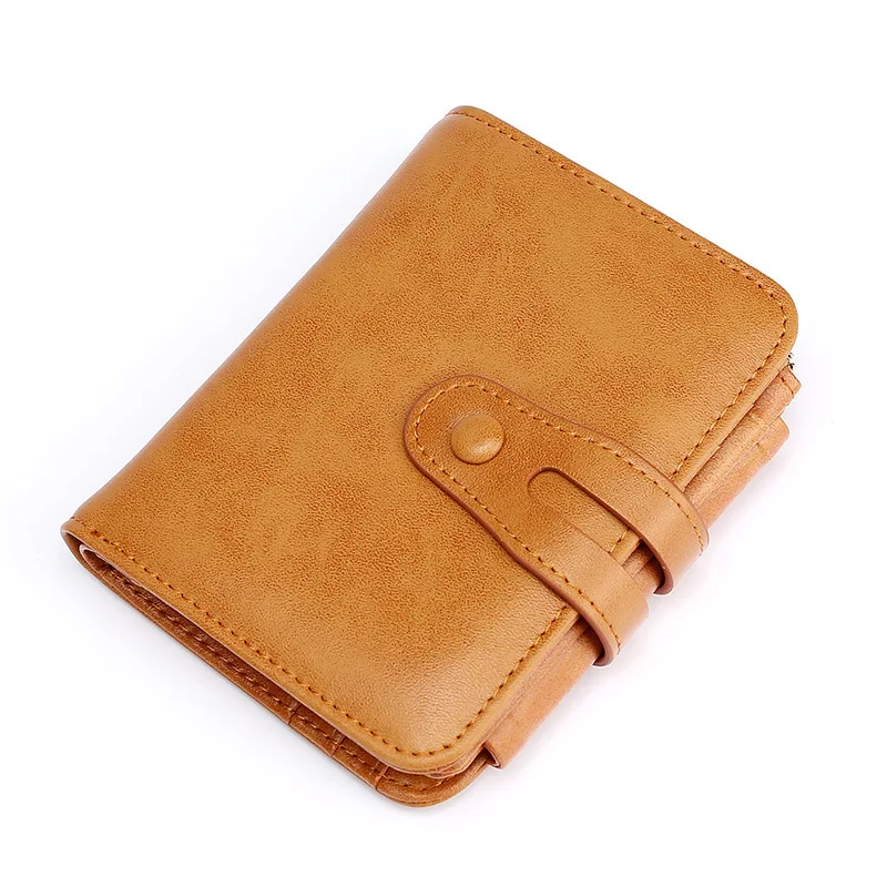 

Genuine Leather Women Short Wallet Card Holder Zip Coin Purse