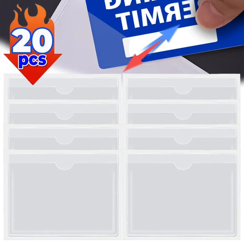 Self-Adhesive Transparent Card Holder Windshield Portable Stickers Protective Film Card Ticket Pocket Parking Permit Label Set
