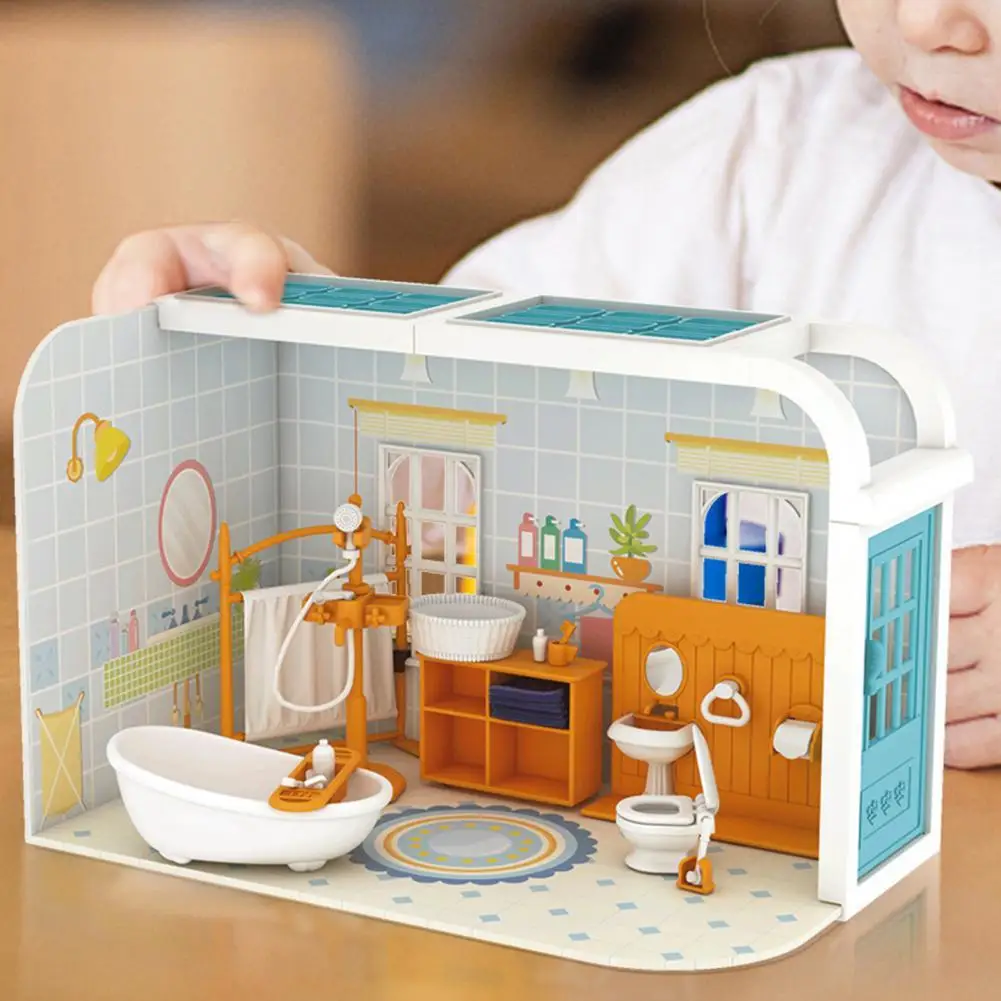 

1Set Amusing Dollhouse Bedroom Good Craftsmanship Plastic Dollhouse Living Room Doll House Bedroom Model