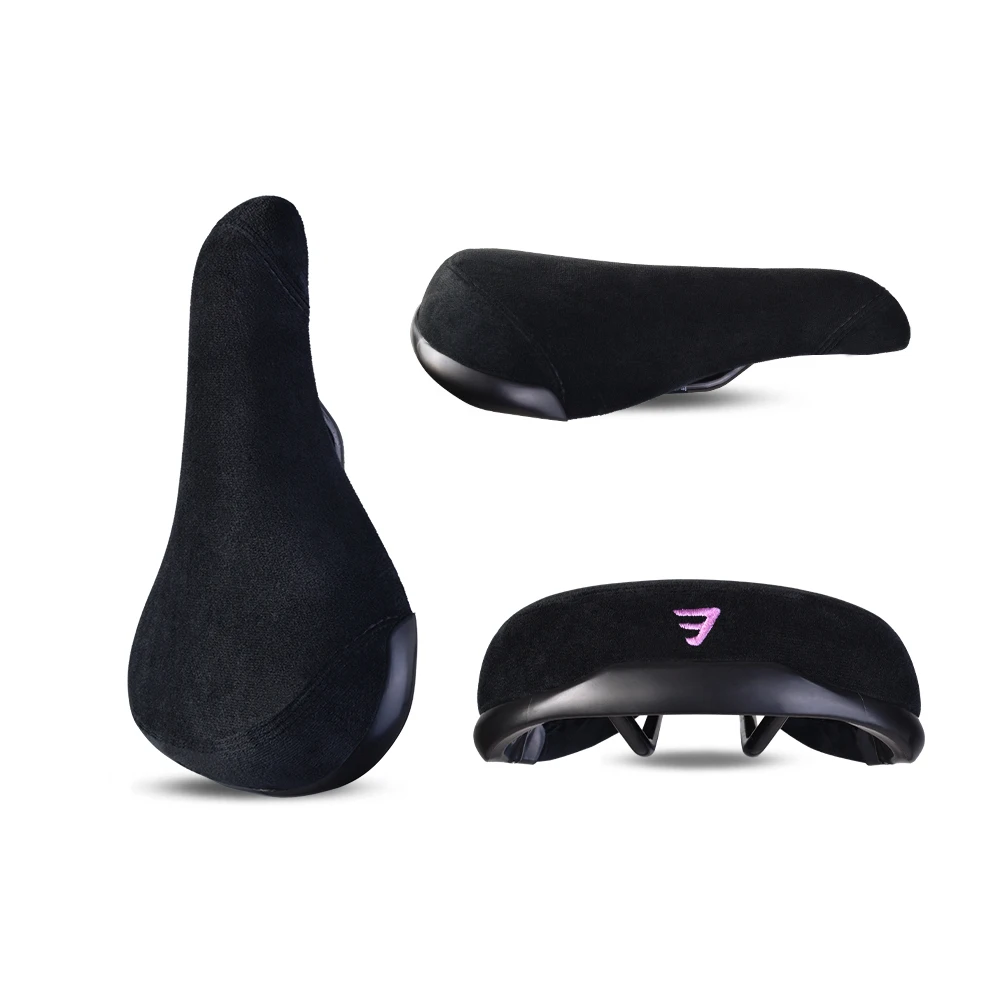 Funsea อุปกรณ์จักรยาน Stunt Wheelie Bike Seat ผ้าสักหลาดสีดําพร้อมโลโก้ปักของรอบสีเขียวสีแดงสีม่วงสีชมพูสีส้ม