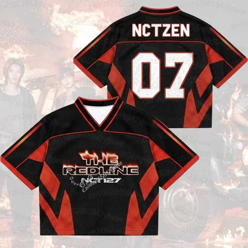 2026 Women Trendy NCT 127 The Redline World Tour Mixed Mesh Jersey Gift JAEHYUN TAEYONG Fans Women Beach T-Shirt Jersey