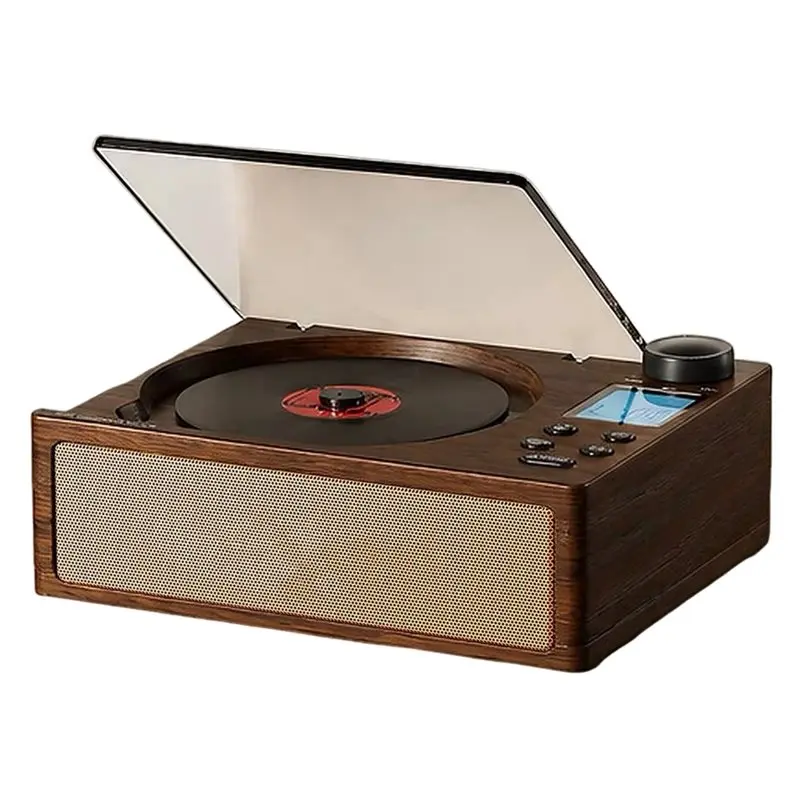 High-Fidelity Audio Vintage Wooden CD Player Retro Wireless Turntable Stereo Disc Player For Home Decor Gift