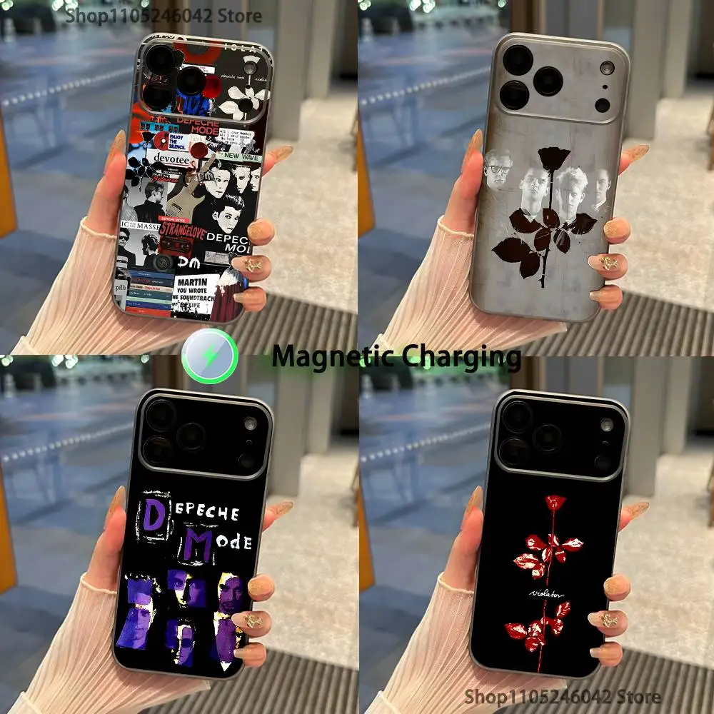 

Band D-Depeche Mode For iPhone 17,16,15,14,13,12,11,Pro,Max,Plus Magnetic Wireless Charging Transparent gray Phone Case