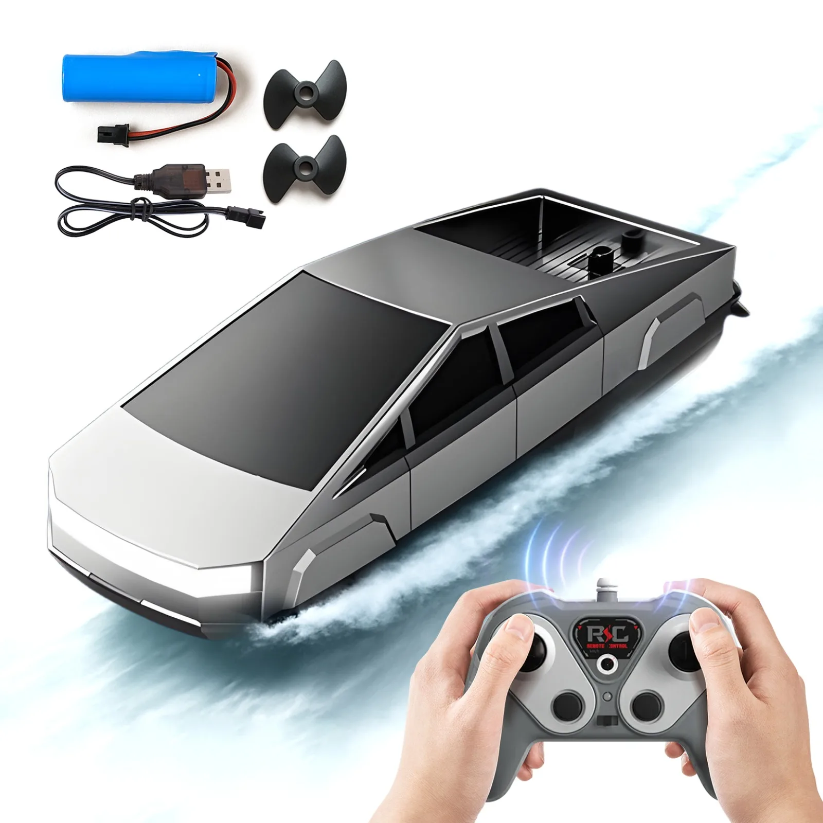 サイバーパンク高速 RC ボート 2.4GHz 防水デュアルモーター充電式バッテリー プール 湖 男の子 子供 大人 誕生日ギフト用