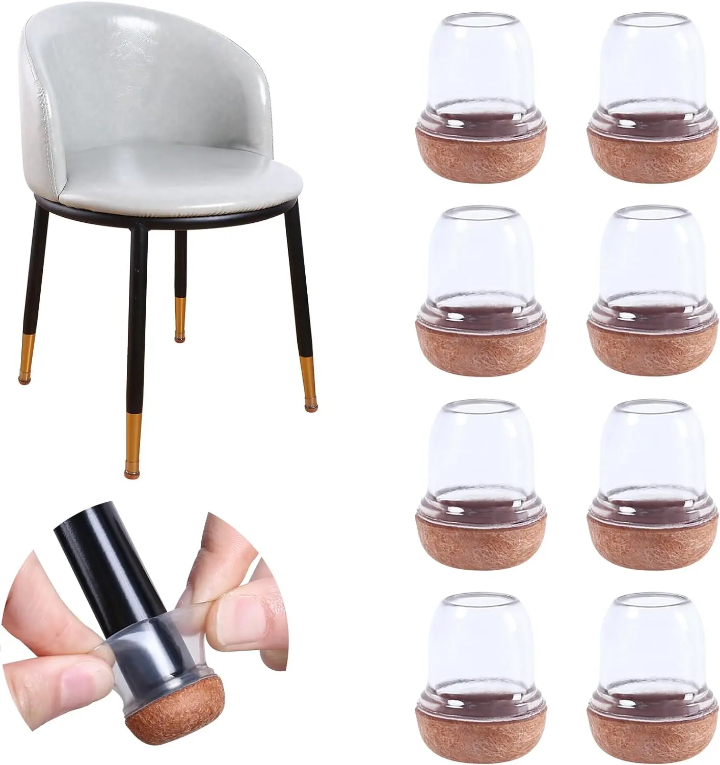 8PCS Tisch Stuhl Bein Schutz Abdeckungen Silikon Möbel Boden Füße Tasse Dicken Filz Boden Schutz Füße Kappen Reduzieren lärm – Detail 1