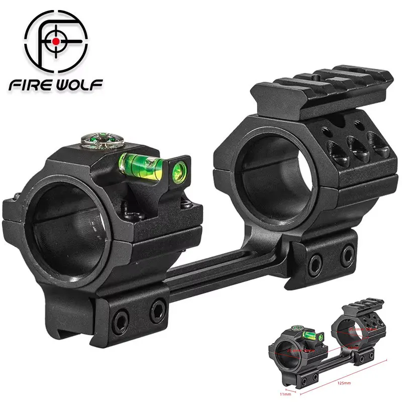 

Montura de mira telescópica FIRE WOLF 25.4/30mm de una pieza con nivelación anticaída y brújula de navegación para riel de 11mm