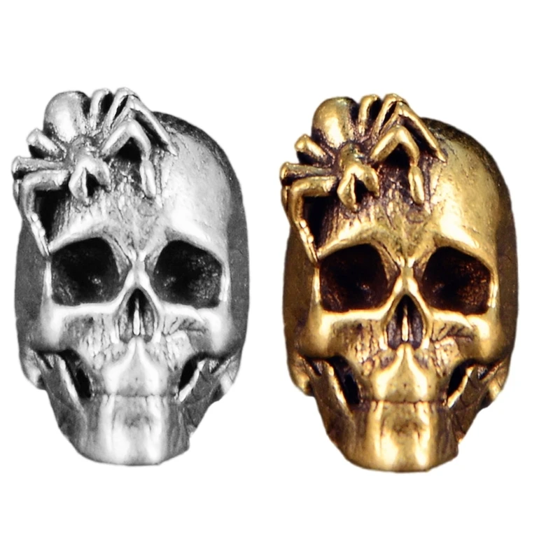 X4YC Skull Spiders Metal Beads Pendant for Paracord and Jewelry Crafting Large Hole