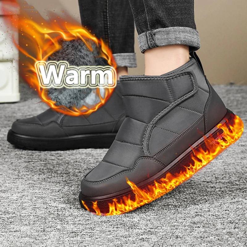 

New Men Boots High Quality Winter Fur Keep Warm Ankle Snow Boots Men Winter Rubber Work Boots Men Sneakers Boots Big Size 39-45