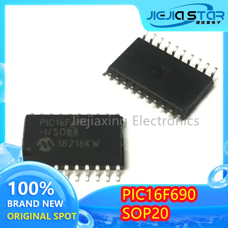 5 pieces free shipping PIC16F690 PIC16F690-I/SO 100% brand new and original SOP20 microcontroller chip Electronics