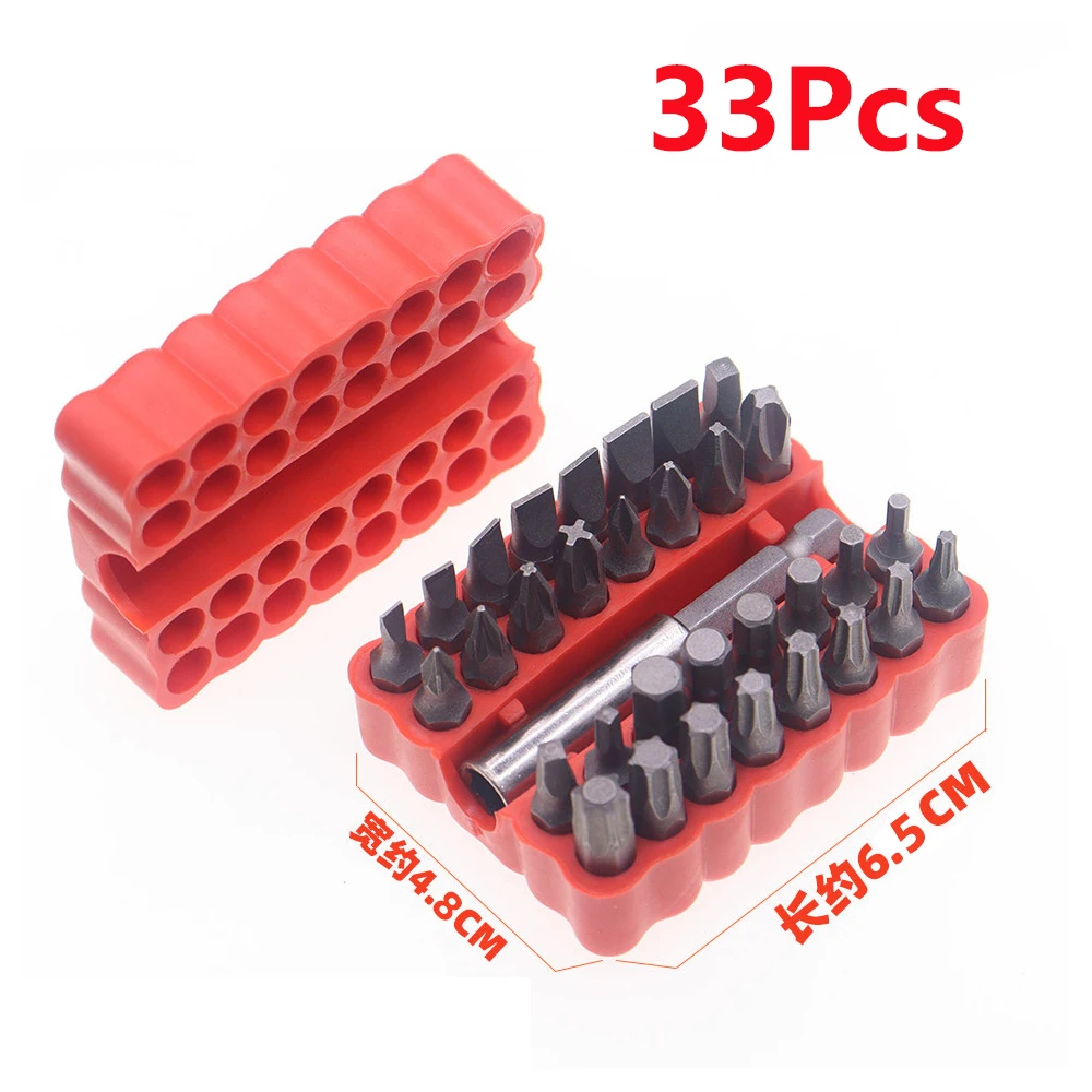 33pcs Magnetic Security Screwdriver Bit Torq Torx Hexagonal Star Spanner Electric Holder Bits Set 1/4\