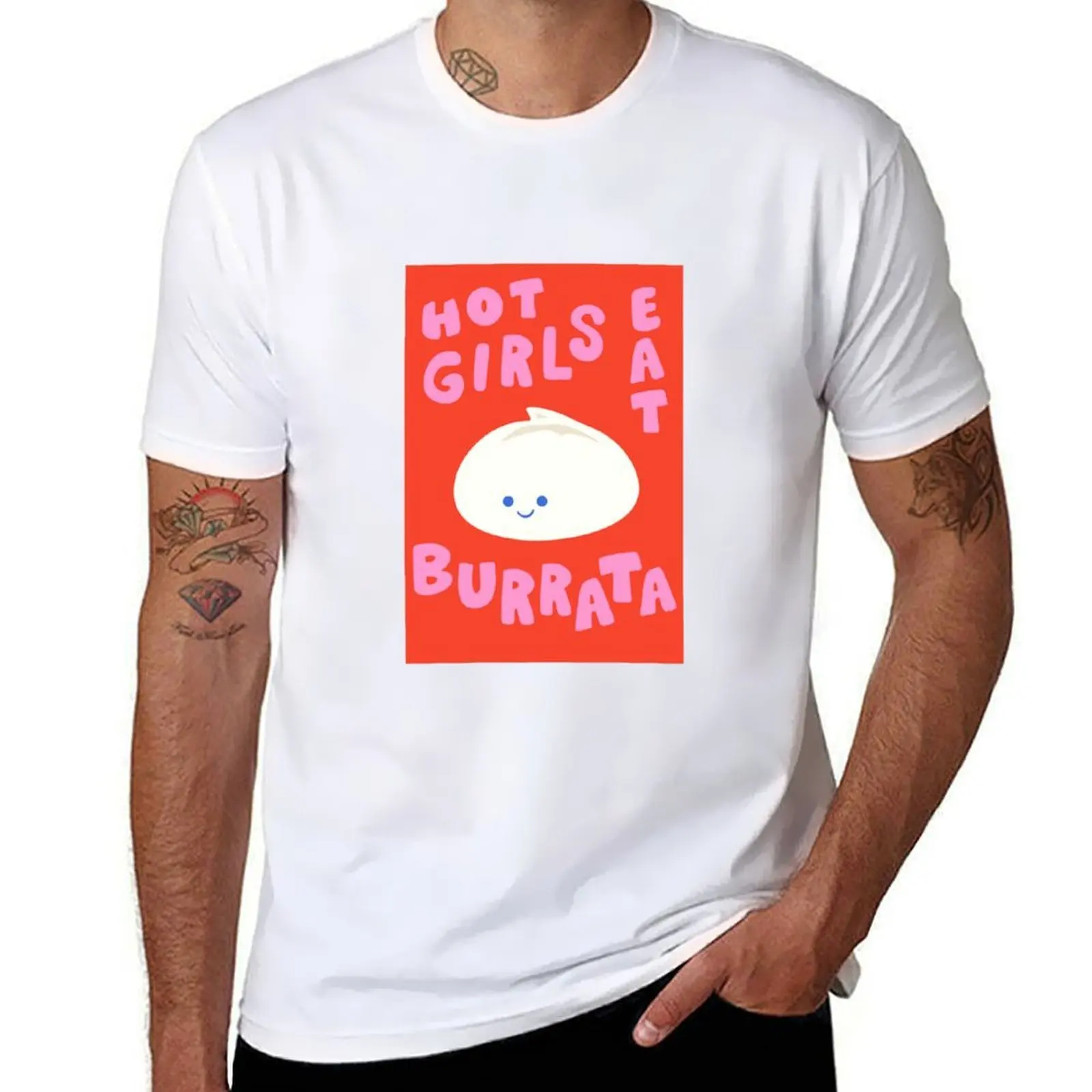 Camiseta Hot Girls Eat Burrata, camiseta para hombre, Camiseta de algodón pesado, paquete de Camiseta para hombre, Camiseta de algodón