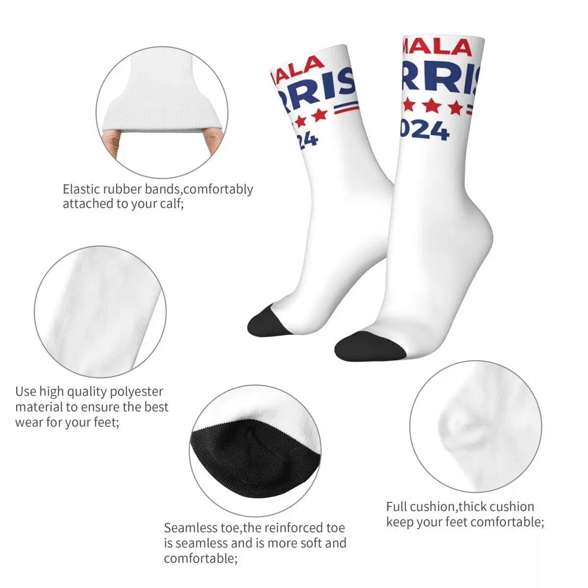 Crazy Female Male Socks Vice President Kamala Harris 2024 Stuff Warm High Quality Socks All Season