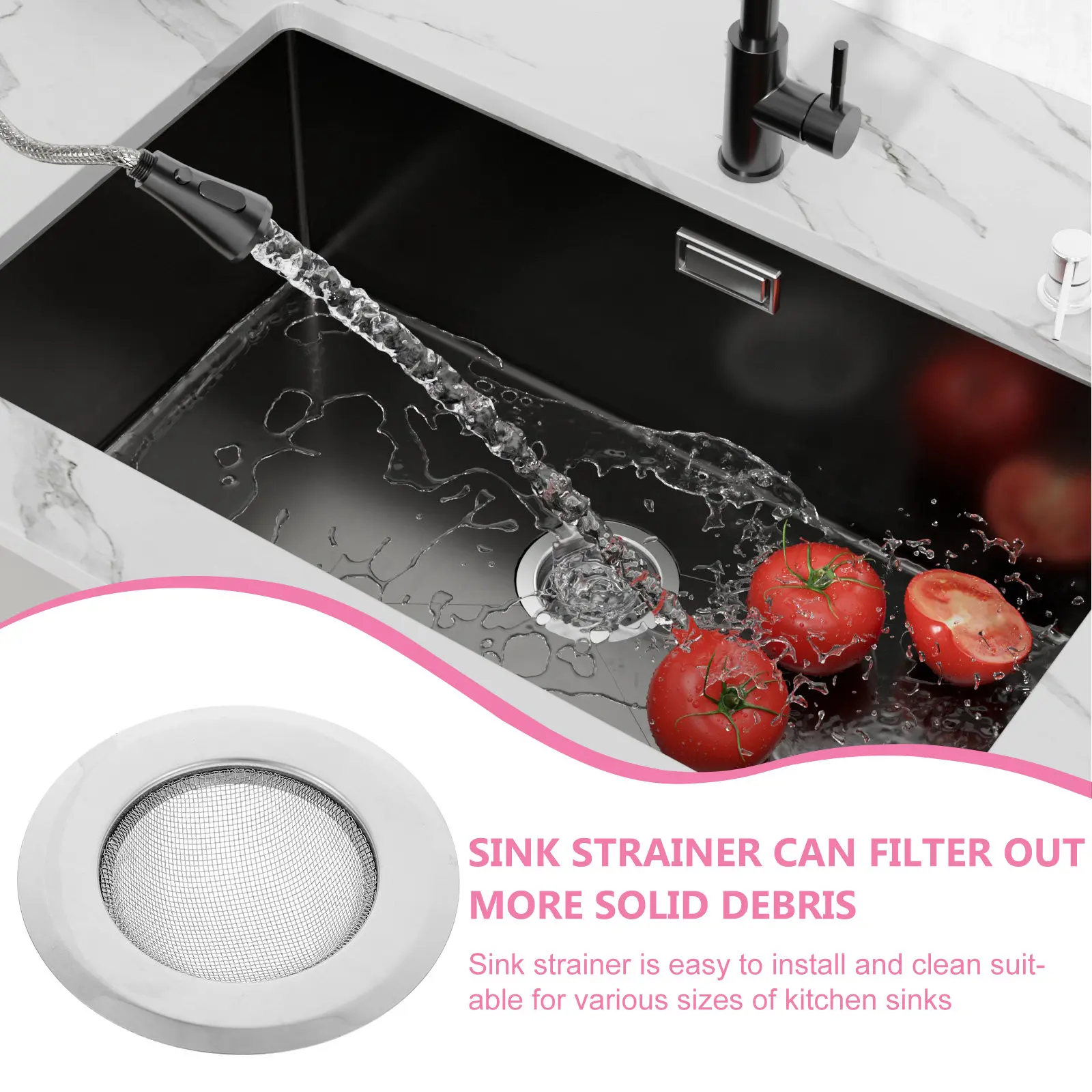 6PCS Stainless Steel Sink Strainers – Kitchen Drain Filters with Fine Mesh, Clog-Resistant & Easy to Clean