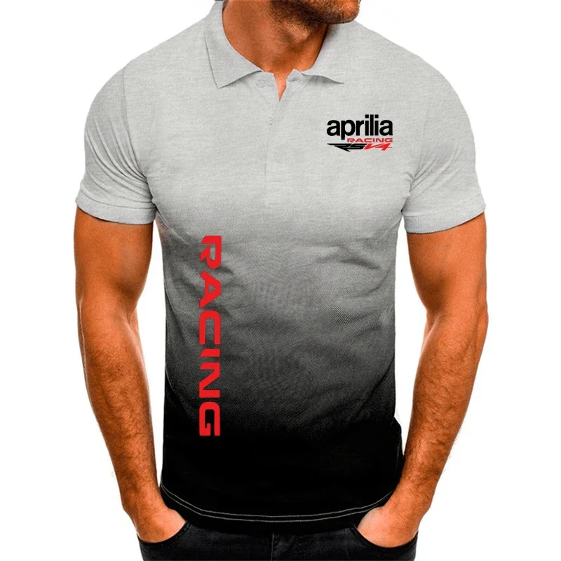 Camisa polo gradiente Aprilia Racing masculina, impressão RSV4, manga curta casual, camiseta personalizada Harajuku, alta qualidade, verão, 2022