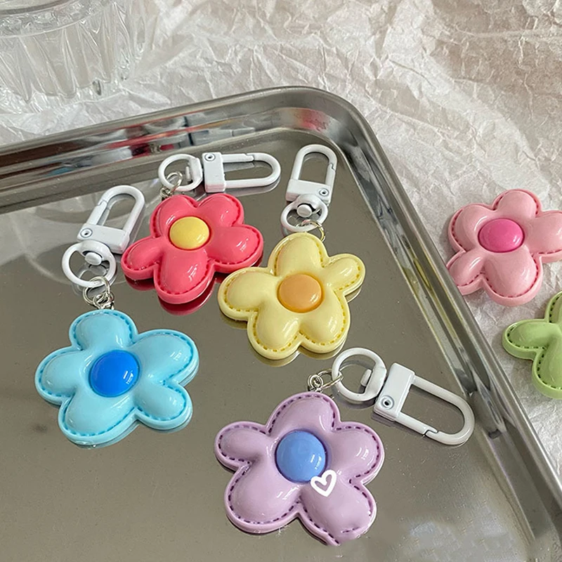 Cute Color Flower Pendant Keychains Bag Earphone Case Pendant DIY Accessories Car Key Ring Candy Color Key Chains Decor Jewelry