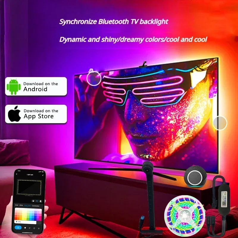

Низкая цена Распродажа Светодиодные ленты RGB APP Bluetooth Управление изменением цвета Светодиодные ленты ТВ Компьютер Окружающее освещение