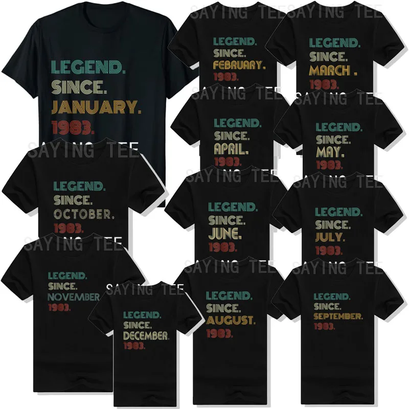 43 Jahre alte Legende seit 1983, T-Shirt zum 43. Geburtstag, Geschenke für Papa, Mama, Familie, passende Kleidung, geboren im Jahr 1983, Outfits, grafische T-Shirt-Oberteile