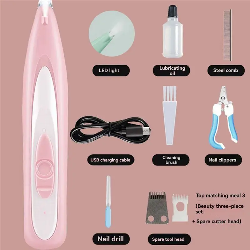 A19F-Electric Pet Paw Trimmer Light For Cats And Dogs,Low Noise Waterproof Grooming Tool For Paws, Eyes, Ears, And Buttocks