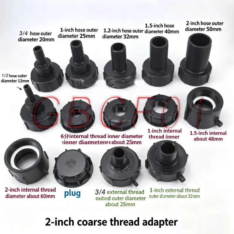 

Thickened Plastic IBC Tank Adapter 1/2' 3/4' 1' 2' Thread Tap Connector Water Tank Fitting for Home Garden Water Connectors