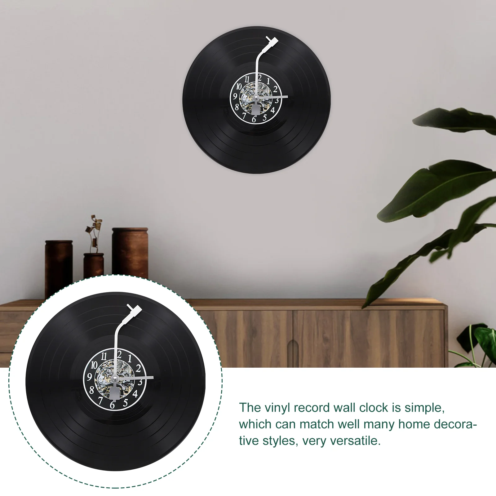 Creative Vinyl Record Wall Clock Decorative Echo Hanging Round Calendar Home