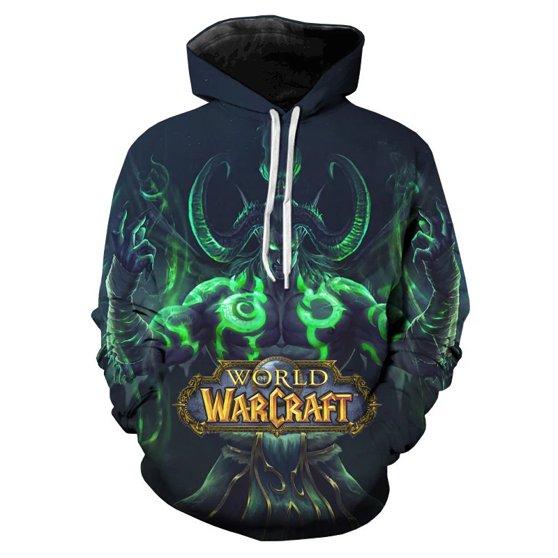 

Hot Game Warcraft World Pullovers Spring Autumn Casual Black Hoodies Men Women Loose Clothing Hooded Sweatshirts Tops Coat