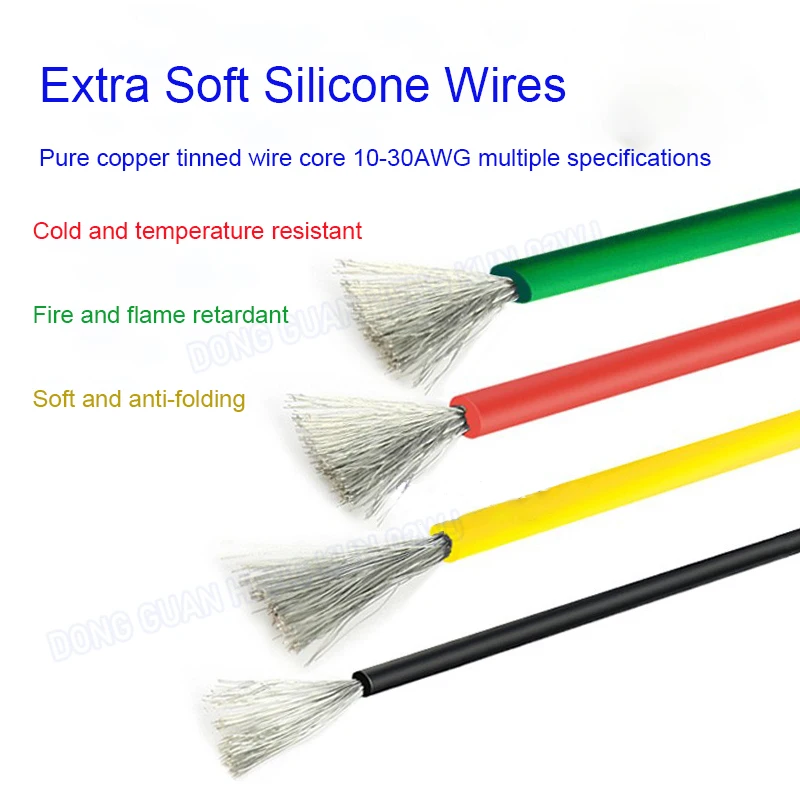 

1m Pure Copper Core Electronic Power Cable Super Thin Soft Silicone Wire For DIY Toy Model Lithium Battery Board Silicone Cable