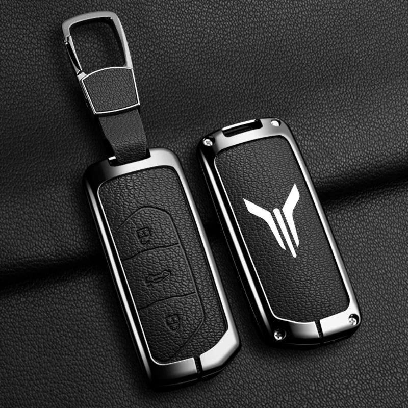 Voyah Free Dream 2021 Automotive Zinc Alloy Leather Keycase, Intelligent Remote Control Key Protection Shell